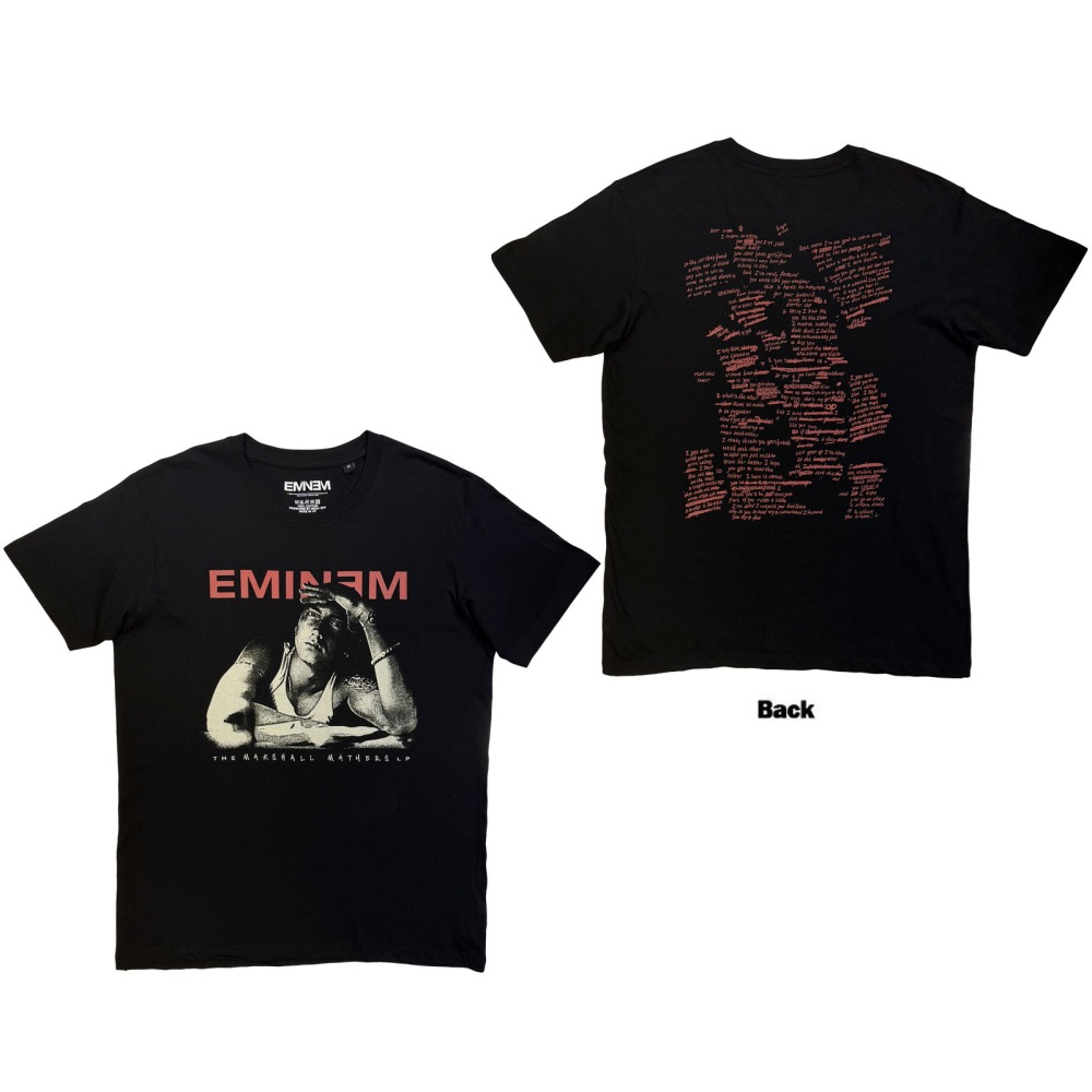 Eminem - Eminem Script Lyrics Heren Tshirt - Zwart